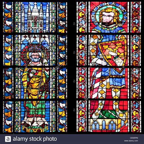 France, Alsace, Strasbourg, Strasbourg Cathedral, Stained Glass Window ...