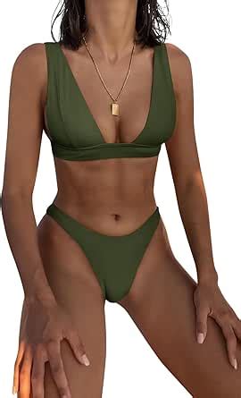 Amazon Bathing Suits For Women Deep V Neck Sexy Two Piece Bikini Sets For Women Thong