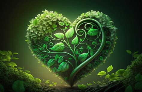 Premium Ai Image A Green Heart With Leaves And A Heart Shaped Logo