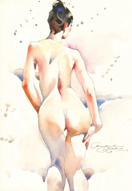 ORIGINAL WATERCOLOR NUDE Paintings Watercolour Art Painting Nude Erotic