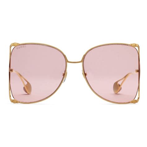 Gucci Oversize Round Frame Metal Sunglasses Light Pink Gucci Eyewear Avvenice