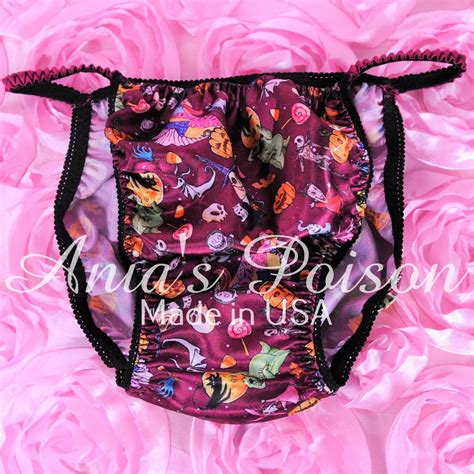 Halloween Print Jack Skellington Nightmare Super Rare Polyester SATIN String Bikini Sissy