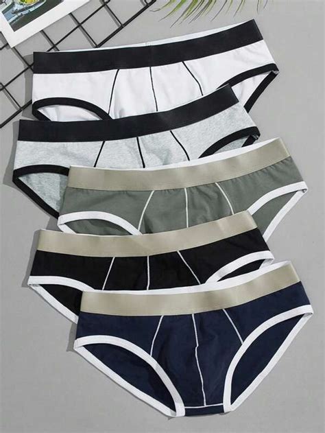 Men Pcs Contrast Binding Brief Shein Usa