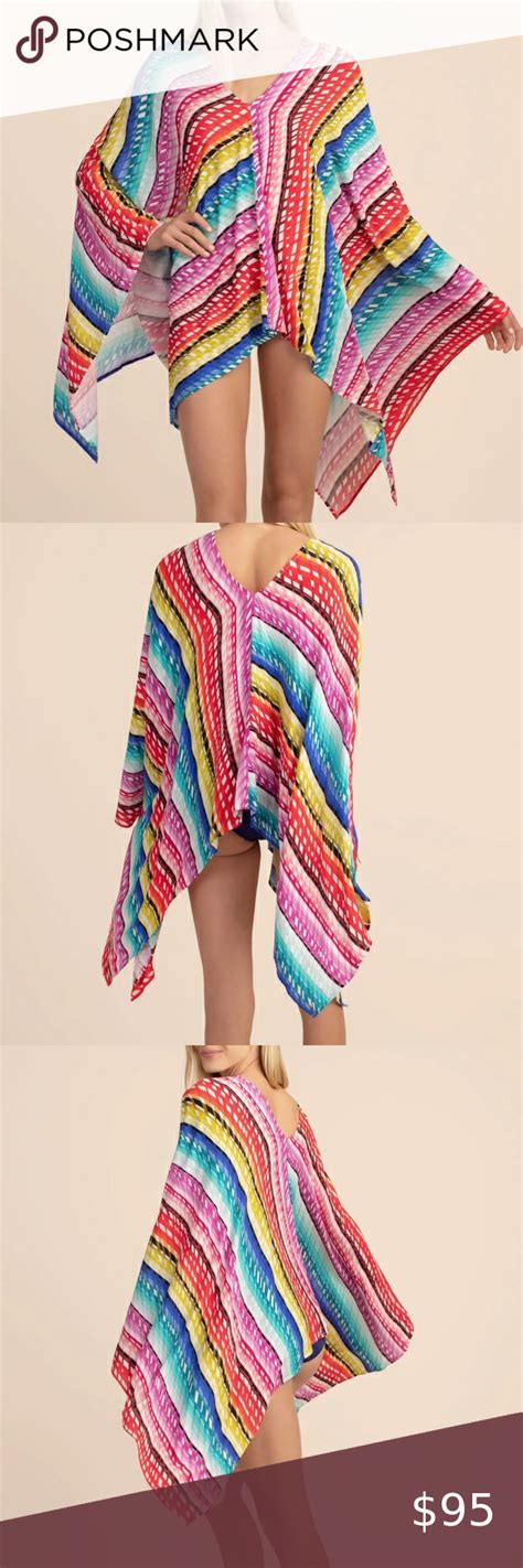 Trina Turk NWT One Size Prismatic Stripe Swim Caftan Cover Up 152