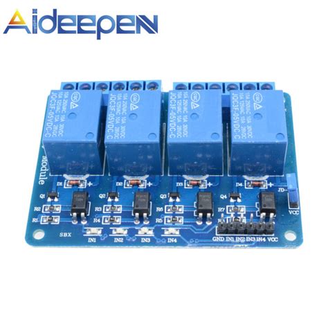 Original Aideepen Dc V Four Channel Relay Module Optocoupler For