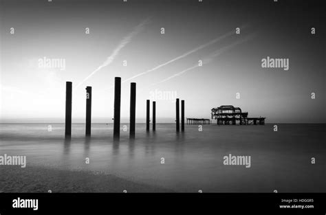 Brighton West Pier Beach At Sunrise Stock Photo Alamy