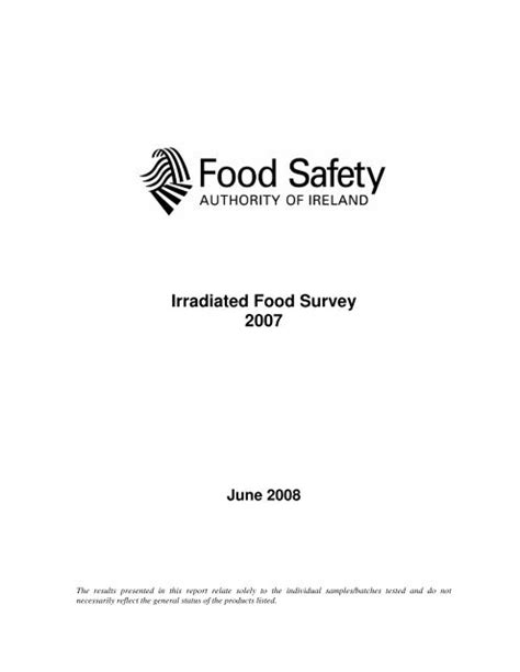 Irradiated Food Survey The Food Safety Authority Of Ireland