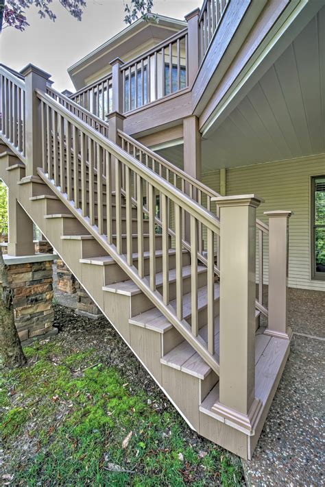 Composite Deck With Patio Below Contemporary Staircase St Louis