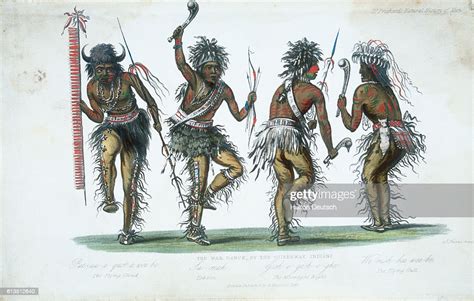 Illustration Of A War Dance Performed By Ojibwa Indians Published In