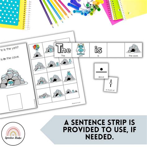 Preposition Spatial Concepts For Speech Therapy Yeti Themed