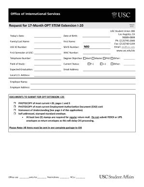 Fillable Online Sait Usc Stem Extension I Request Form Sait Usc