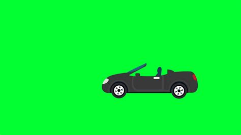 Black cabriolet Car Green screen Animation. Remove Green color and Use your Project. 2d Cartoon ...