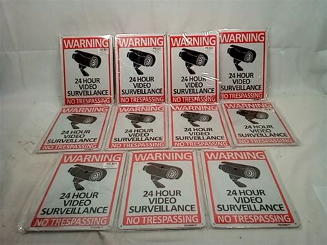 Lot Of Packs Of Warning Hour Video Surveillance No Trespassing