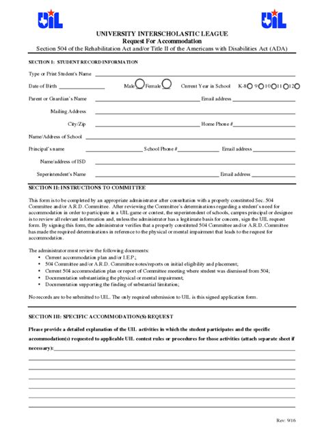 Fillable Online University Interscholastic League Request For Fax