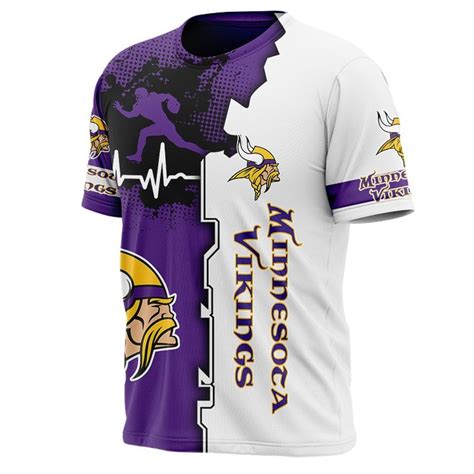 Minnesota Vikings T Shirt Graphic Heart Ecg Line Jack Sport Shop