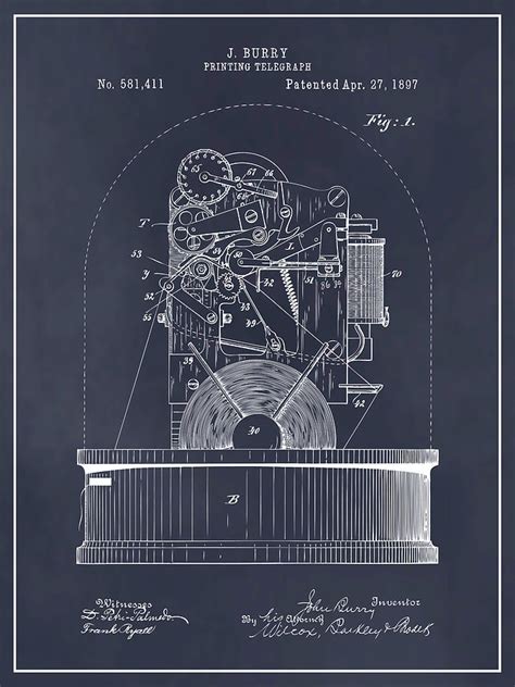 1897 Printing Telegraph Patent Print Blackboard Drawing By Greg Edwards