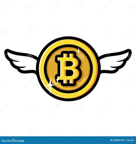 Flying Bitcoin Coin Design With Wings Stock Vector Illustration Of