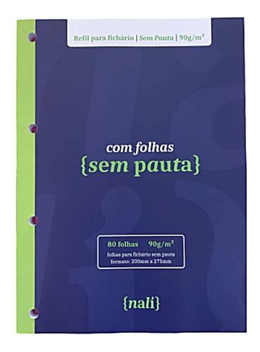 Refil Para Fichário A4 Nalí 90g m2 C 80 Folhas Sem Pauta