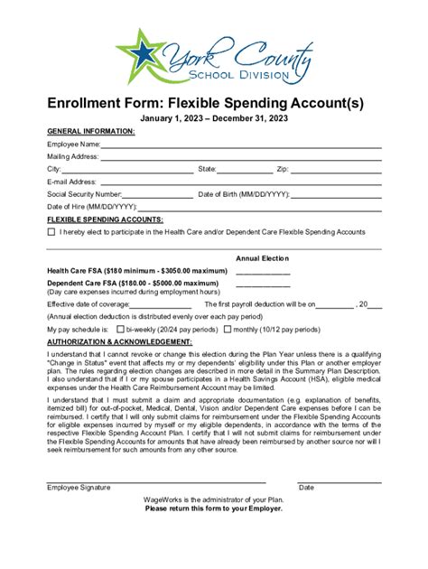 Fillable Online Fsa Enrollment Form Fy Fax Email Print Pdffiller