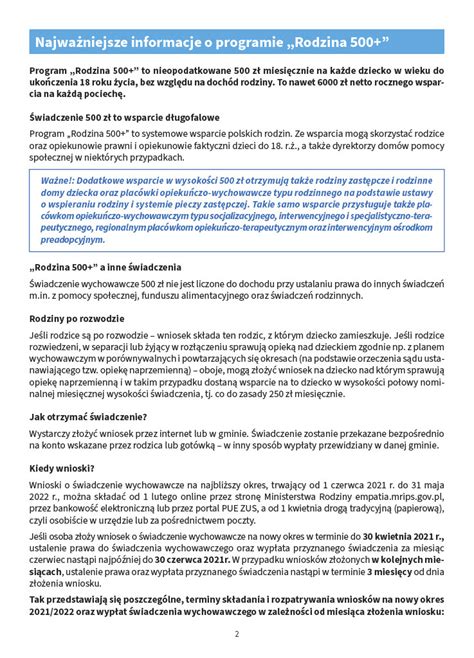 Najważniejsze informacje o programie Rodzina 500 CCS