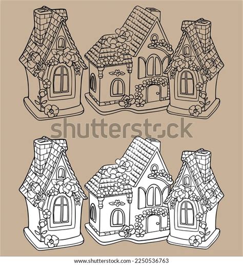 Gingerbread House Vector Vector Black White Stock Vector (Royalty Free ...