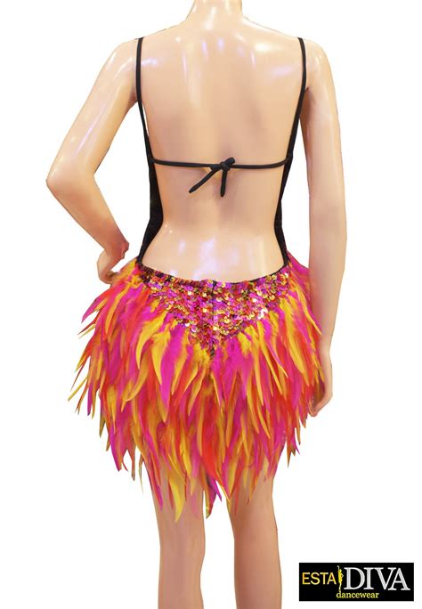 Samba Feather Dress Fiery Generosa Vegas Showgirl Rio Carnival Etsy