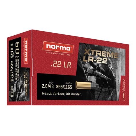 Norma 22 LR Long Range Xtreme LR 22 XLR 43 Grain LRN Lead Round Nose