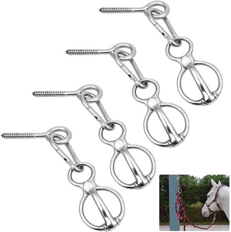 Homaisson 4 Pcs Horse Tie Rings Horse Tie Ring With Quick