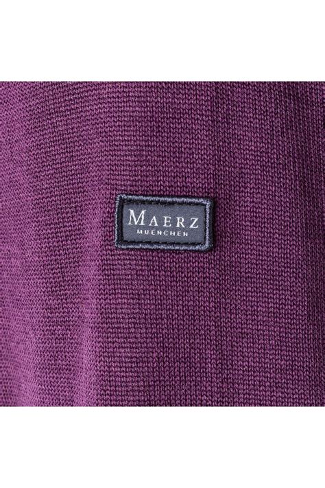 Maerz Superwash Classic Fit Herren Trui V Hals Aubergine Overhemden