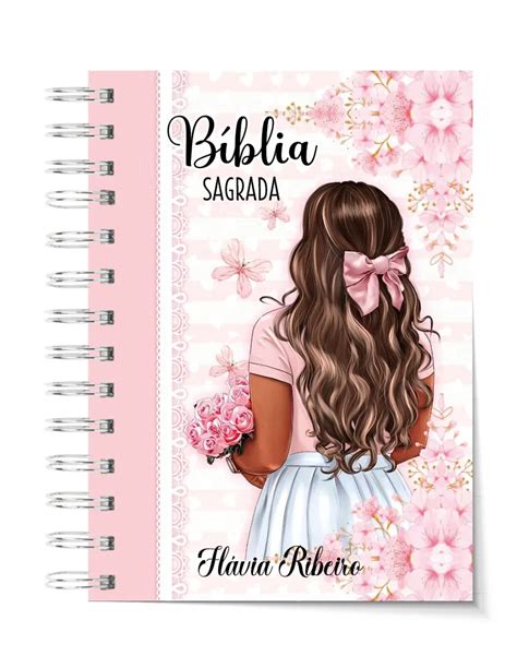 Bíblia Sagrada Capa Menina Com Flores Color Paper Arts