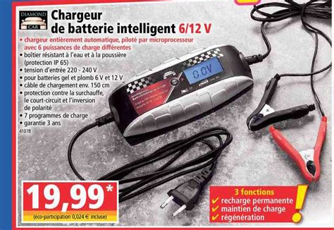 Promo Chargeur De Batterie Intelligent Diamond Car Chez Norma