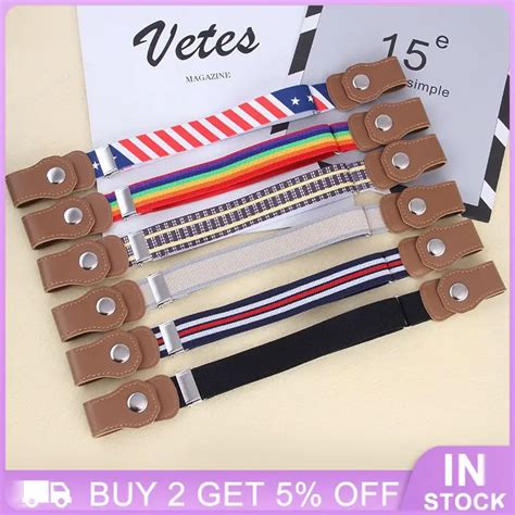 Детский Эластичный ремень без пряжки, регулируемый ремень для джинсов ...