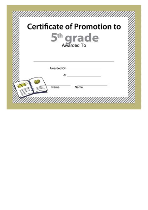 Free 5th Grade Promotion Certificate Template Printable Templates