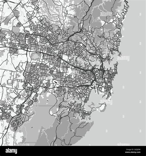 Map Of Sydney In Australia In Grayscale Contains Layered Vector With