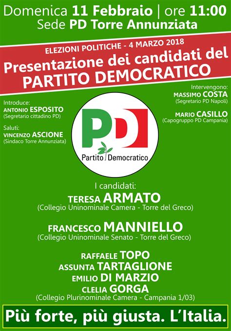 Torre Annunziata Pd Domenica La Presentazione Dei Candidati Alle Elezioni