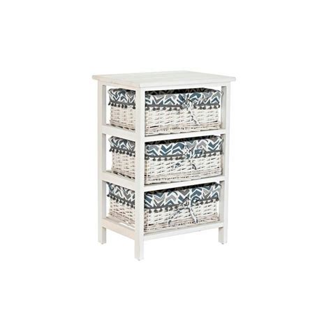 Cassettiera Dkd Home Decor Azzurro Bianco Vimini Legno Di Paulownia