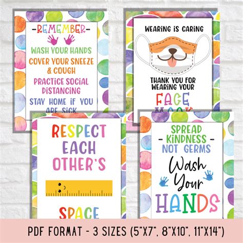 School Safety Signs Classroom Posters Set Of 4 Printable Signs — 🛍️