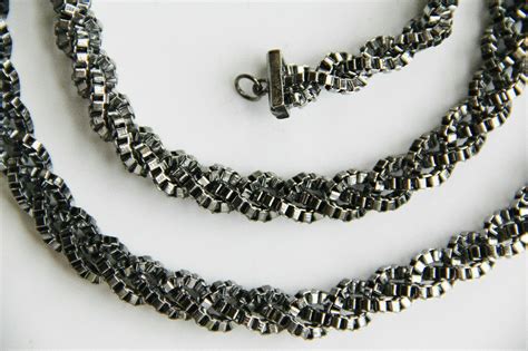 Kenneth Jay Lane Braided Box Chain Gunmetal Necklace Signed Kjl Ebay