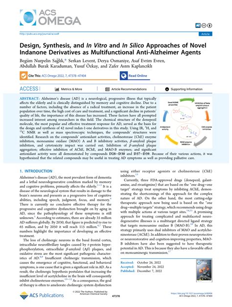 PDF Design Synthesis And In Vitro And In Silico Approaches Of Novel