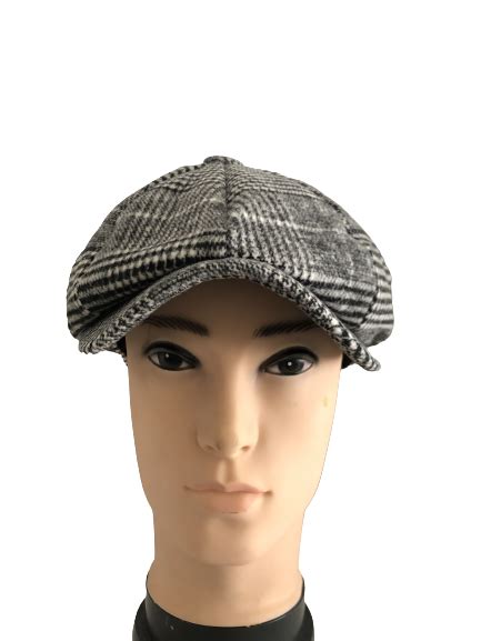 Mens Baker Boy Cap Large Check 8 Panel Flat Cap Newsboy Peaky Warm High