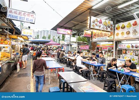 Penang June 7 2019 People Dining At Gurney Drive Hawker Centre