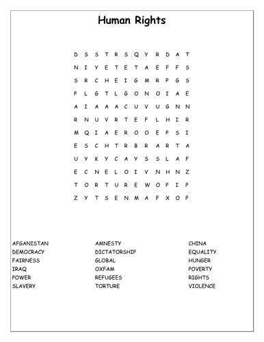 Bill Of Rights Word Search Answers