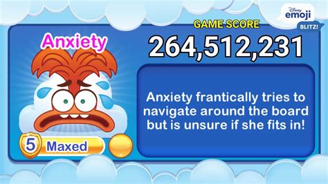 Disney Emoji Blitz ANXIETY L5 Inside Out Exclusive Gold V63