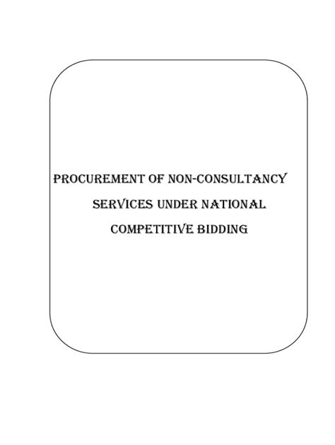 Fillable Online Wbiwd Gov Model Tender Document For Procurement Of Non