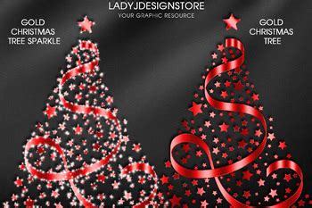 Red Ribbon Sparkle Christmas Tree Clip Art In Png Format By