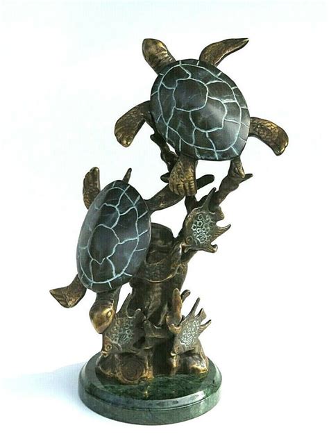 Brass Sculpture Sea Turtle Duet By Spi Gallery Two Sea Turtles