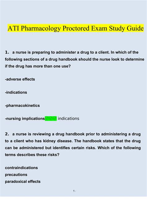 ATI Pharmacology Proctored Exam Study Guide 2022 Questions Consisting