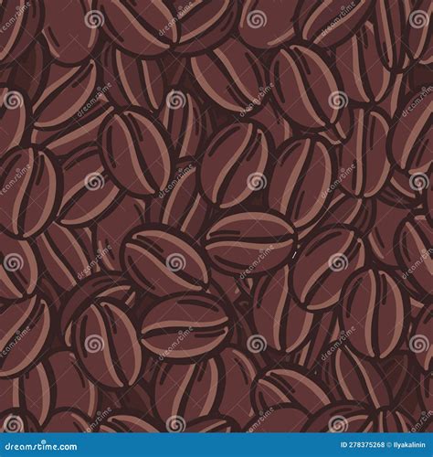 Coffee Beans Seamless Pattern Background Hand Drawn Vector