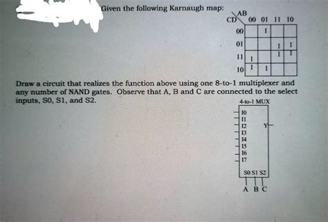 Solved Given The Following Karnaugh Map Ab Cdv 00 01 11 11 10 10 00 00 Draw A Circuit That