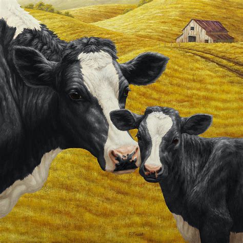 Holstein Cow and Calf Farm Painting by Crista Forest - Pixels